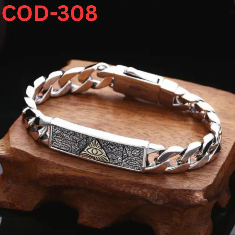 Silver Color Horus Eye of God Cuban Bracelet [SB-308]